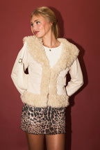 Faux Fur Trimmed Suede Jacket