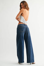 Stretch Mid Rise Palazzo Jeans