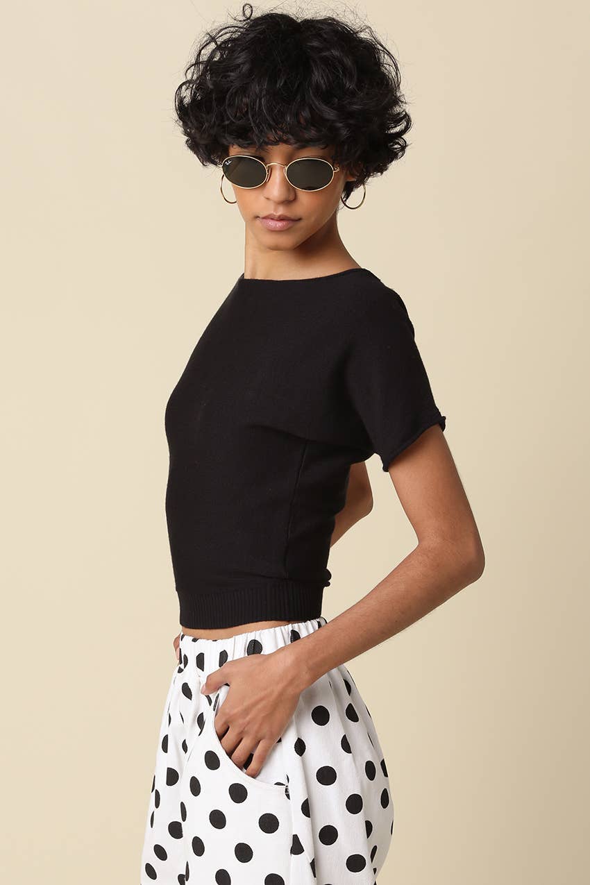 Angela Boat Neck Cinched Tee