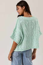Short Sleeve Cable Knit Sweater