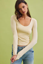 Basic Long Sleeve Scoop Neck Top