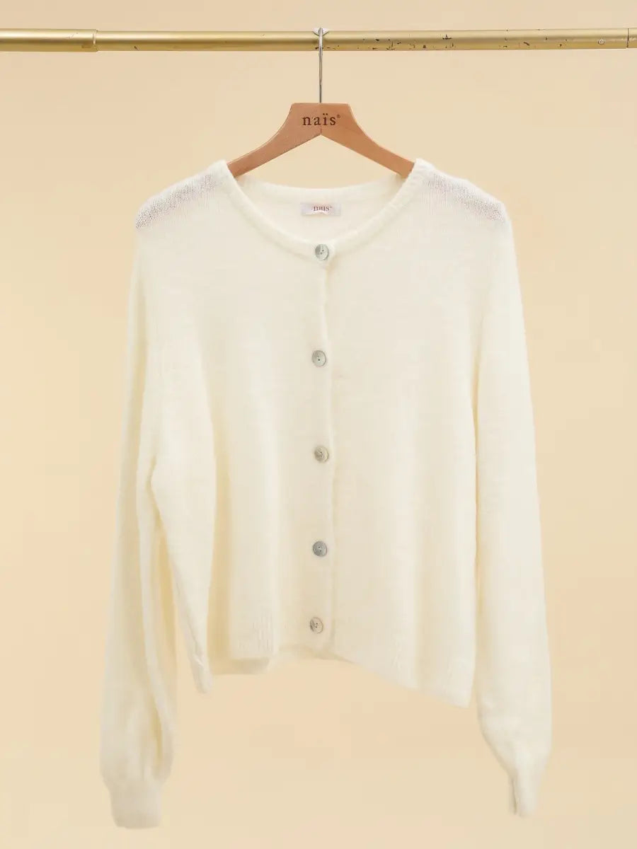 Alpaca Blend Crew Neck Cardigan