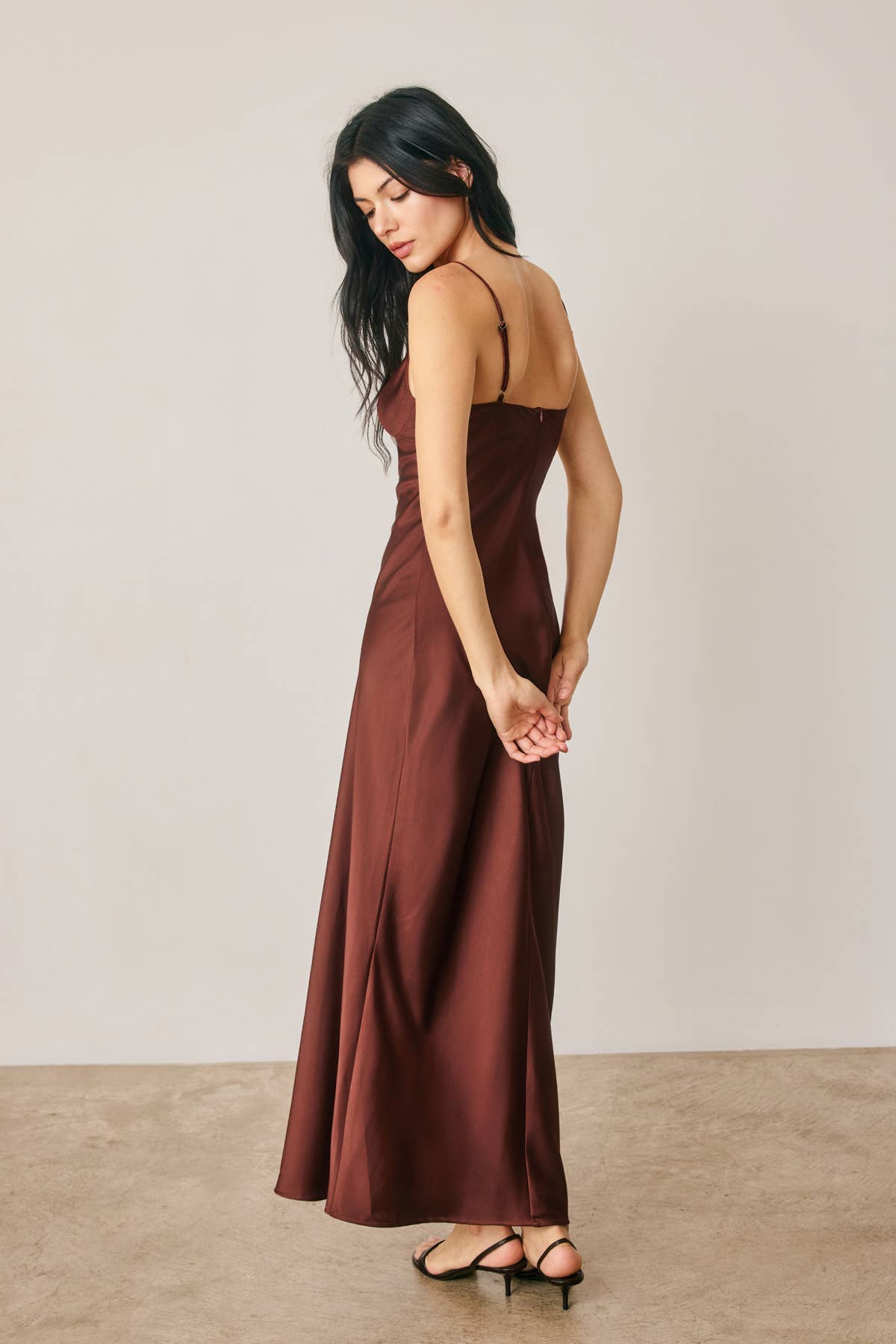 Satin Cup Detail Maxi Dress