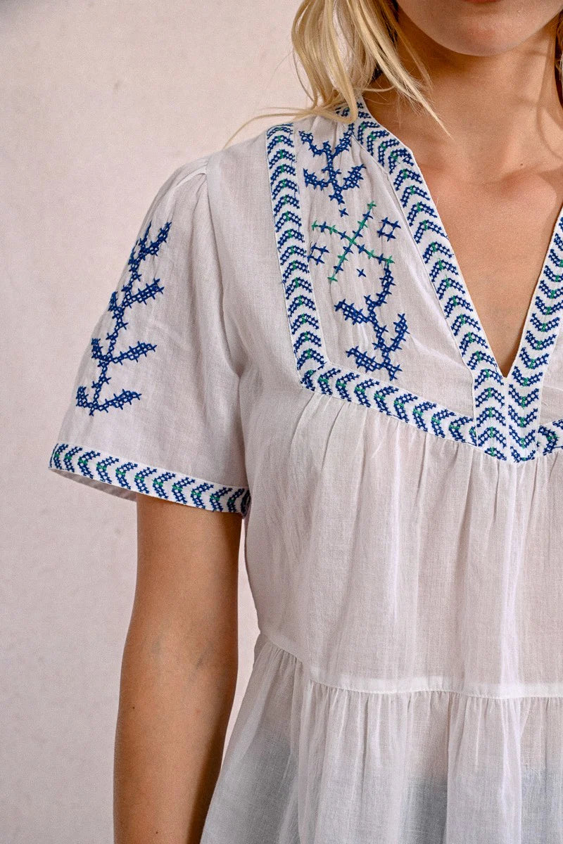 Embroidered Poplin Top