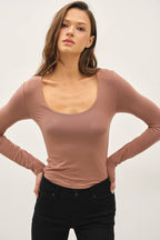 Basic Long Sleeve Scoop Neck Top