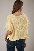 Short Sleeve Cable Knit Sweater