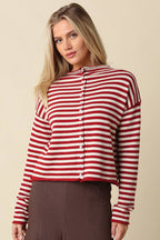 Elina Striped Collar Knit Top