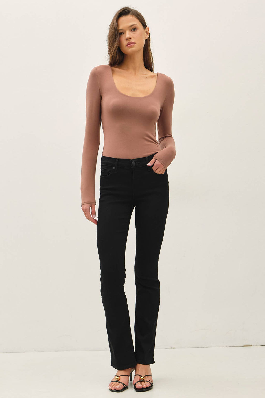Basic Long Sleeve Scoop Neck Top