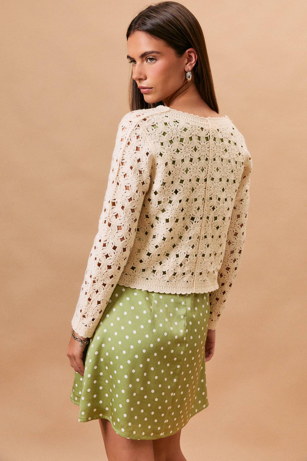 Round Neck Crochet Cardigan