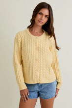 Load image into Gallery viewer, Butter Yellow Cable Knit Cardigan