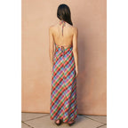 Vibrant Vines Triangle Top Halter Maxi Dress