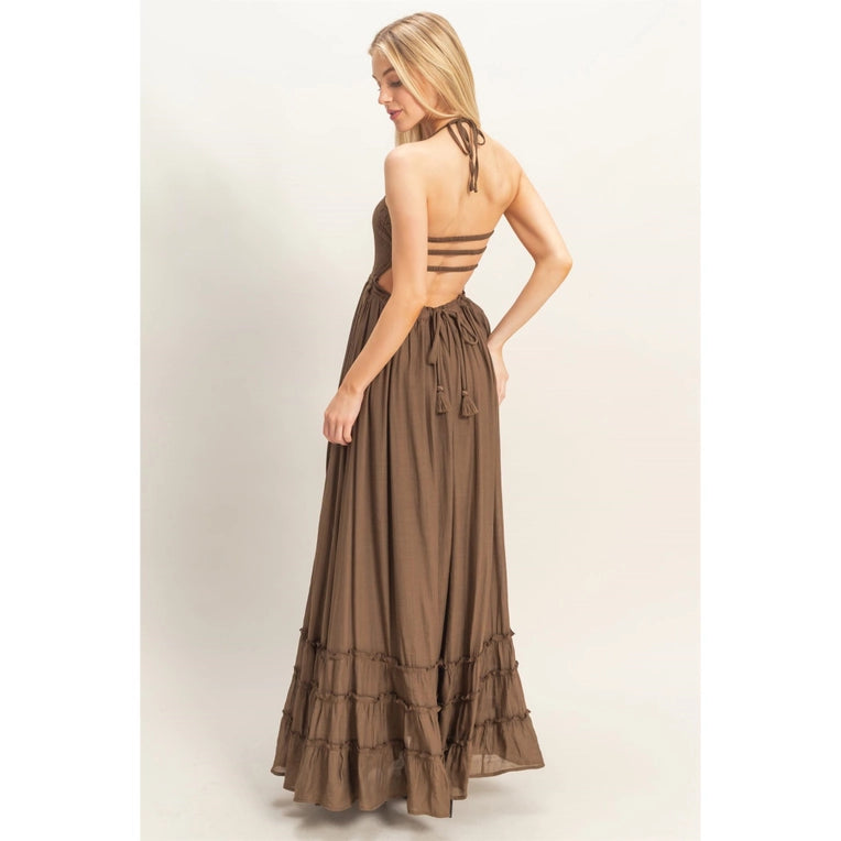 Smocked Halter Maxi Dress
