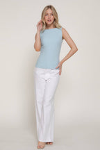 Boat Neck Ribbed Knit Tank