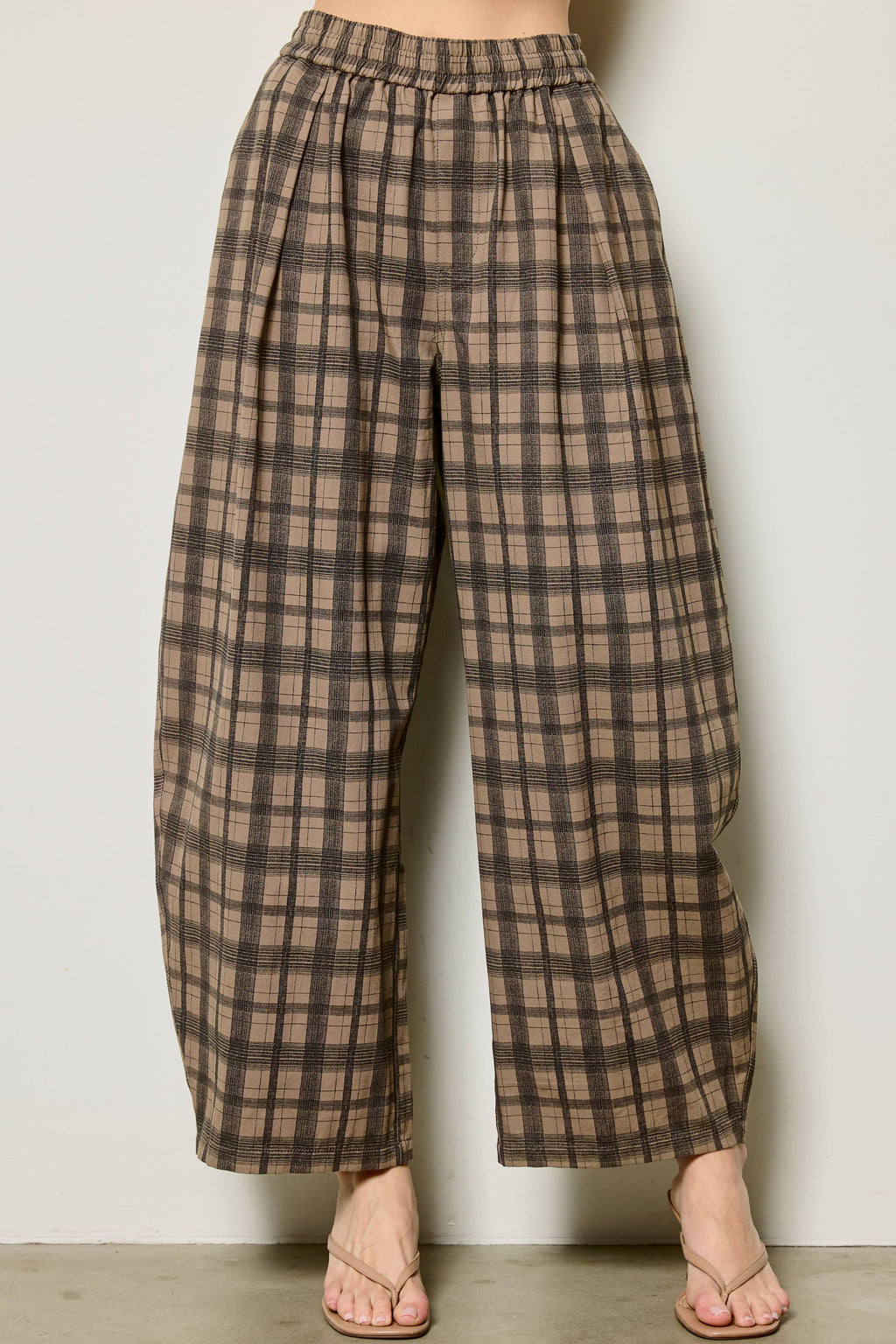 Plaid Barrel Leg Pants