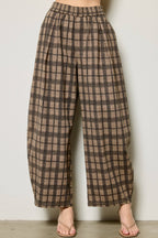 Plaid Barrel Leg Pants