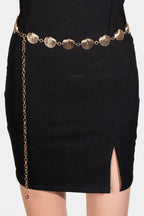 Metallic Clam Shell Chain Belt