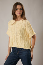 Short Sleeve Cable Knit Sweater