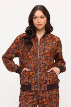 FALL FLORAL PRINT CORDUROY BOMBER JACKET