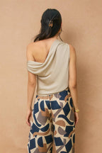 Satin Asymmetrical One Shoulder Top