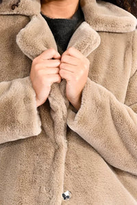 Wide Lapel Faux Fur Coat