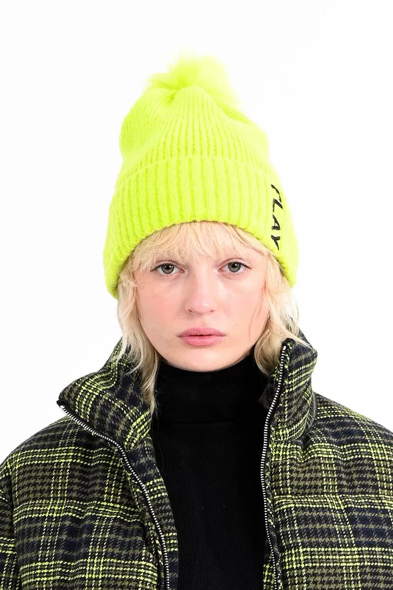 Faux Fur Pom Pom Beanie