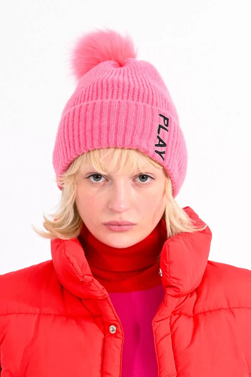 Faux Fur Pom Pom Beanie