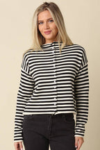 Elina Striped Collar Knit Top