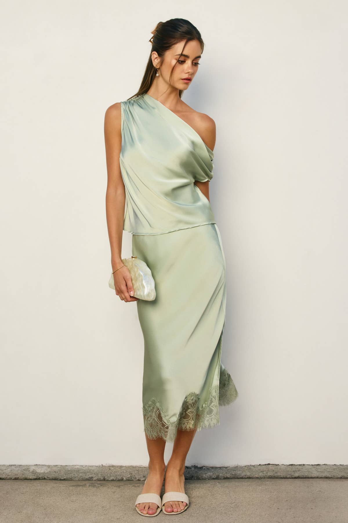 Satin Asymmetrical One Shoulder Top