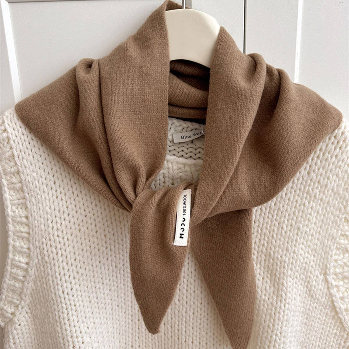Wool Knit Triangle Scarf