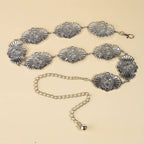 Western Style Oval Sunburst Concho Chain Belt