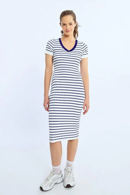 Striped Dress with Open Heart Detail
