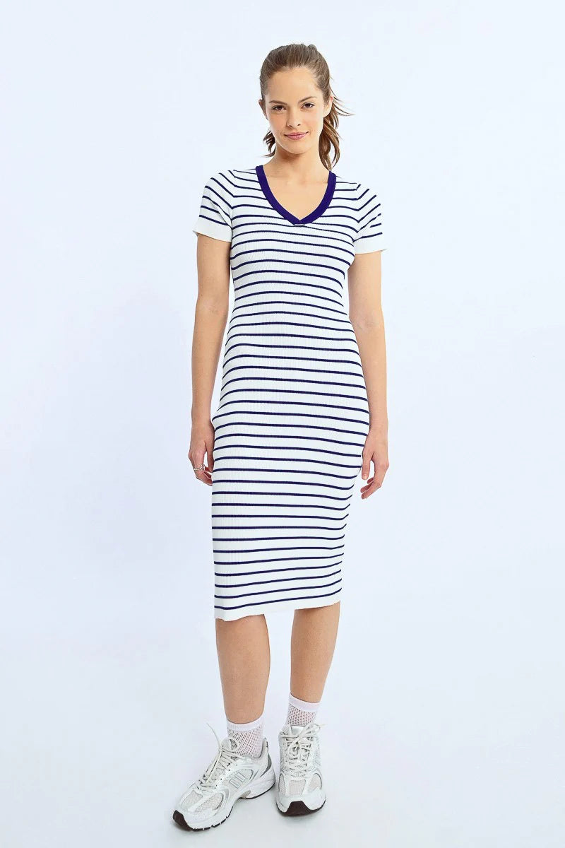 Striped Dress with Open Heart Detail