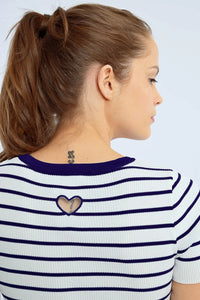 Striped Dress with Open Heart Detail