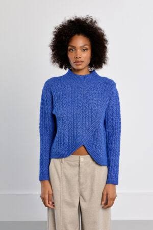 Asymmetrical Cable-Knit Sweater