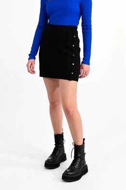 Side Button Knit Skirt