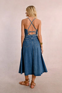 Strappy Back Denim Dress