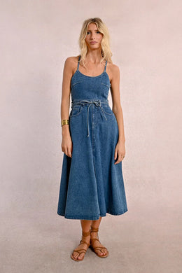 Strappy Back Denim Dress