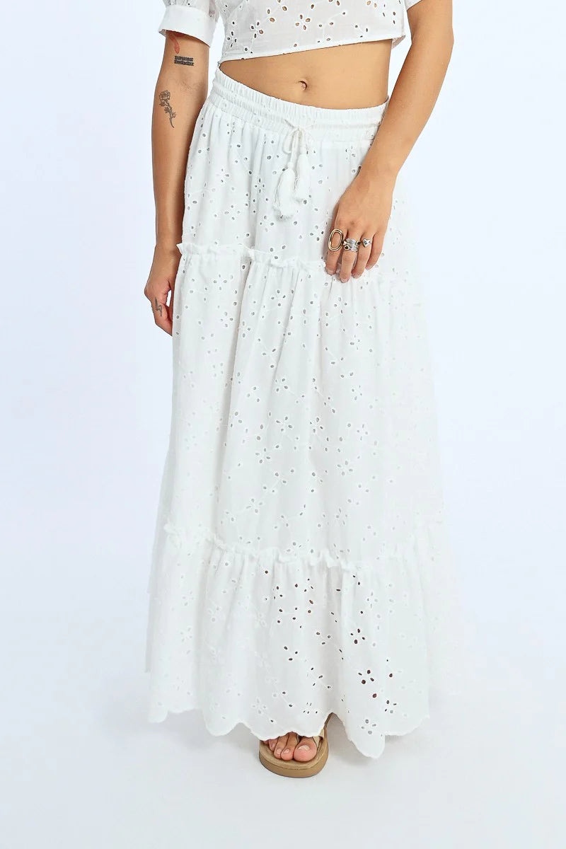 Eyelet Maxi Skirt