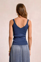 Navy Frill Trim Tank