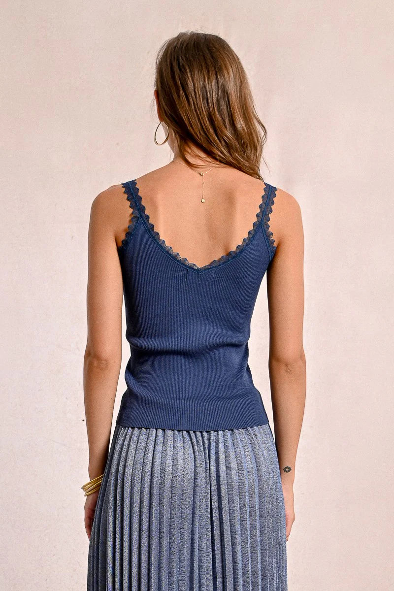Navy Frill Trim Tank