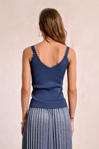 Navy Frill Trim Tank