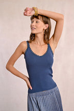 Navy Frill Trim Tank