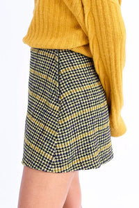 Saffron Houndstooth Mini Skirt