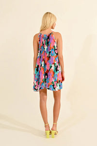 60s Style Pleated Floral Mini Dress