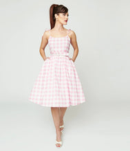 Load image into Gallery viewer, Pink &amp; White Gingham Bobbie Swing Dress