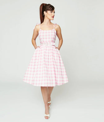 Pink & White Gingham Bobbie Swing Dress