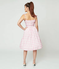 Load image into Gallery viewer, Pink &amp; White Gingham Bobbie Swing Dress
