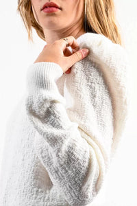 White Puff Sleeve Sweater
