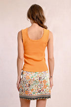 Orange Ruffle Edge Tank