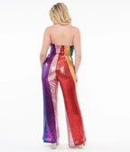 Rainbow Sequins Halter Top Jumpsuit